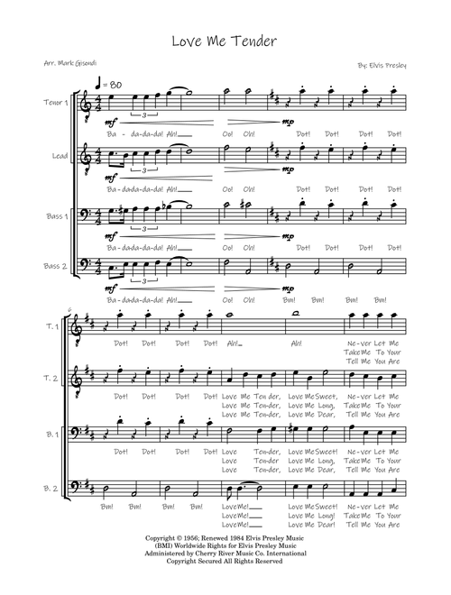 Love Me Tender (Arr. Mark Gisondi) - Elvis Presley (Choral, 4-Part)