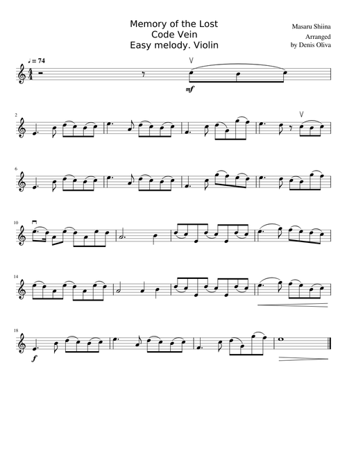 Memory_of_the_Lost_Easy_melody_Violin Code vein