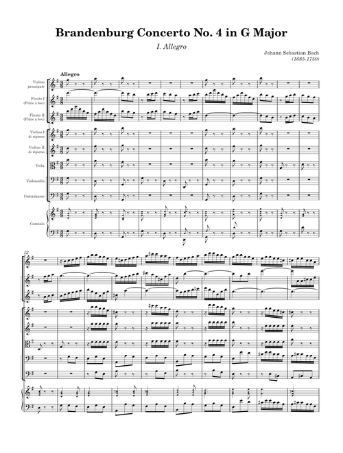 Bach - Brandenburg Concerto No. 4 in G Major (BWV 1049): I. Allegro