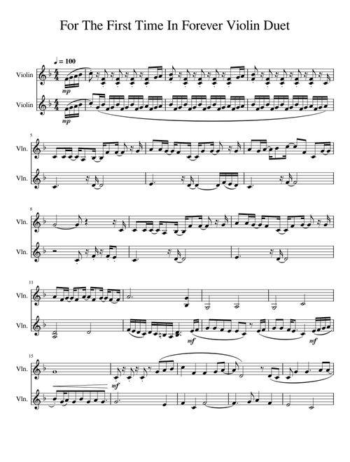 For the First time in Forever Violin Duet