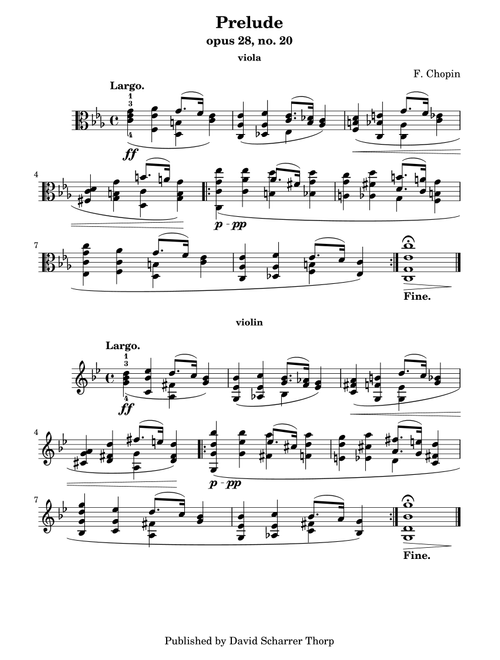 Chopin opus 28 no.20 for viola (Arr. David Scharrer Thorp) - F. Chopin (Viola Solo)