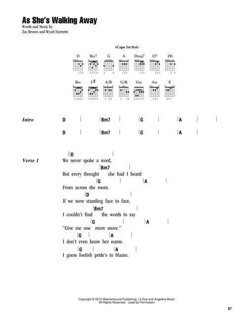 As She's Walking Away - Zac Brown Band featuring Alan Jackson (Guitar Chords-Lyrics)