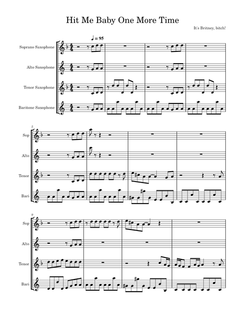 Hit Me Baby One More Time – Britney Spears for Sax Quartet