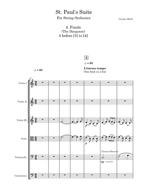 St. Paul's Suite, Op.29 No.2 – Gustav Holst mvt. 4 tutti 4 before [3] to [4]
