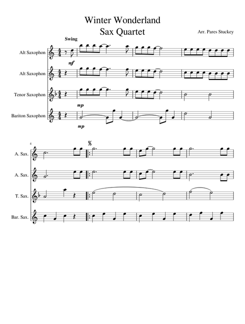 Winter Wonderland for Sax Quartet