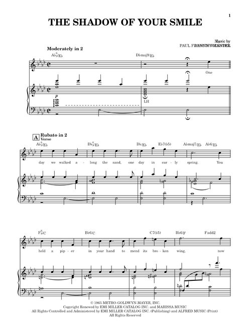 The Shadow Of Your Smile - Tony Bennett (Piano-Vocal-Guitar)