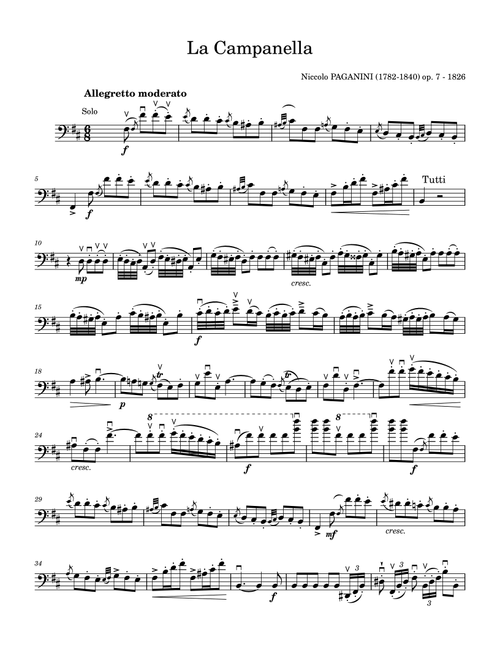 La Campanella Solo - Cello Arrangement (Arr. Waleed Mohamed) - Niccolo Paganini (Cello Solo)