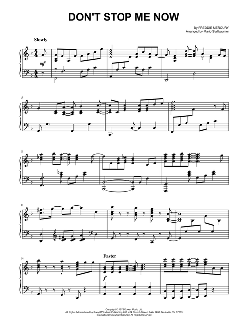 Don't Stop Me Now (Arr. Mario Stallbaumer) - Queen (Piano Solo)