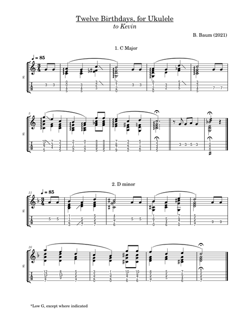 Twelve Birthdays For Ukulele