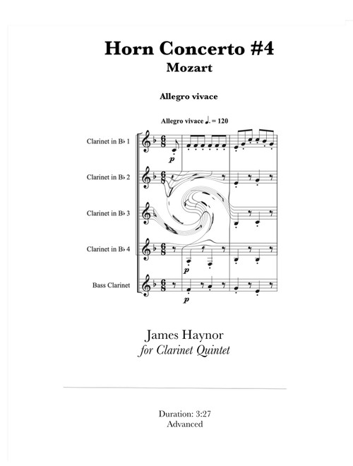 Horn Concerto #4 Finale for Clarinet Quintet (Arr. James Haynor) - Wolfgang Amadeus Mozart (Woodwind Ensemble)