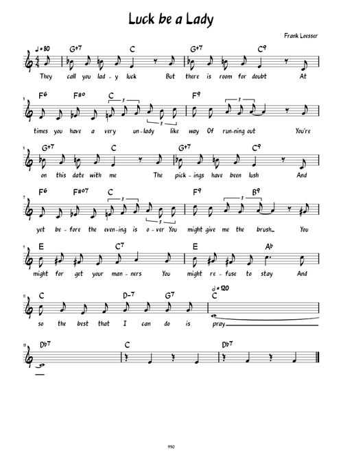 Luck be a Lady (Lead sheet with lyrics )