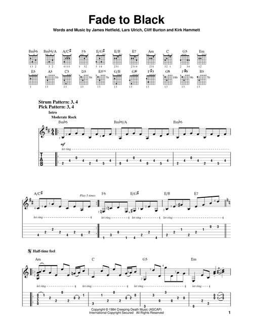 Fade To Black - Metallica (Easy Guitar with TAB)