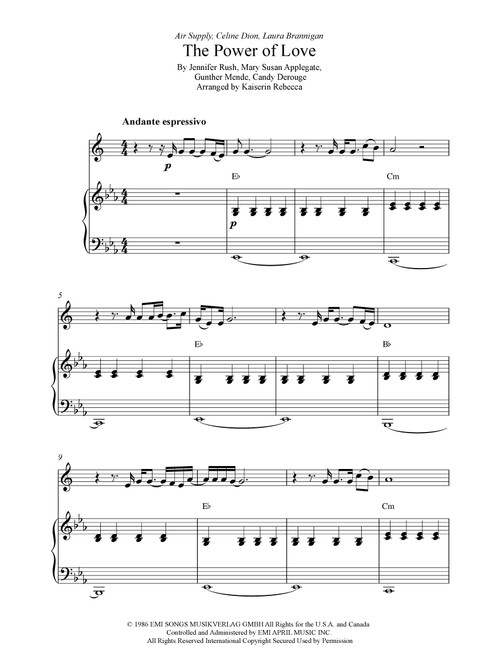 The Power Of Love (Arr. Kaiserin Rebecca) - Celine Dion (Alto Sax and Piano)