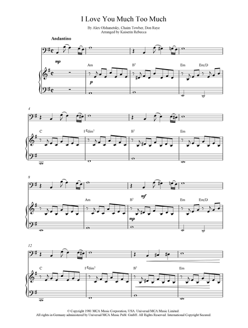 I Love You Much Too Much (Arr. Kaiserin Rebecca) - Santana (Cello and Piano)