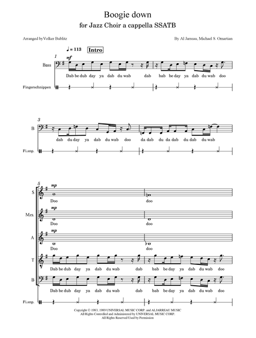 Boogie Down (Arr. Volker Bublitz) - Al Jarreau (Choral, 5-Part)