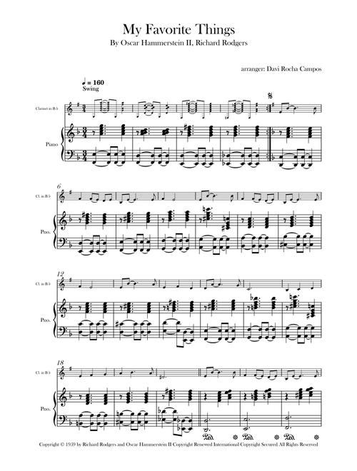 My Favorite Things (Arr. Davi Rocha Campos) - John Coltrane (Clarinet and Piano)