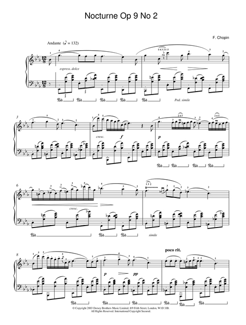 Nocturne Op. 9, No. 2 - Frederic Chopin (Piano Solo)
