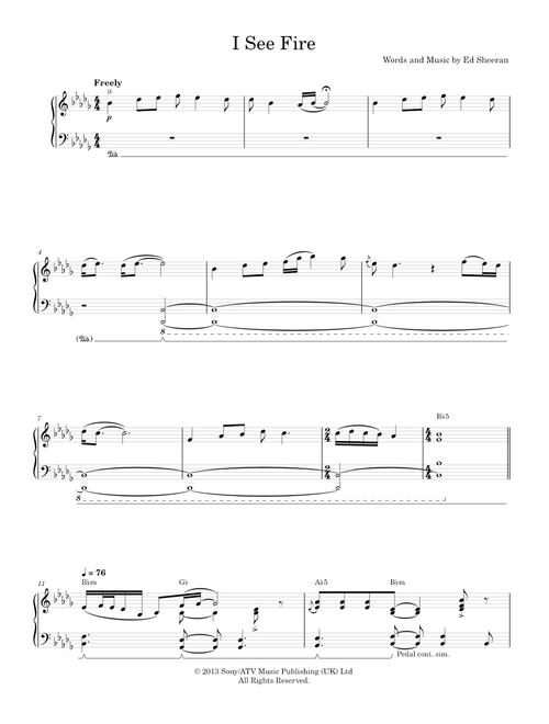 I see fire - Ed Sheeran (Piano-Voice-Guitar)