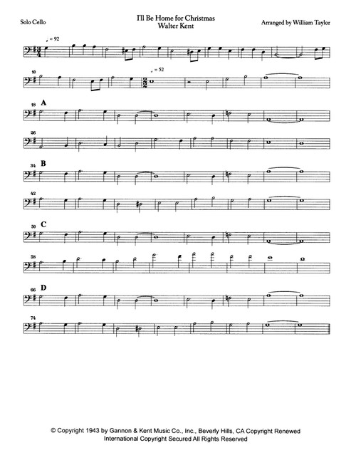 I'll Be Home For Christmas (Arr. William Taylor) - Rascal Flatts (Cello Solo)