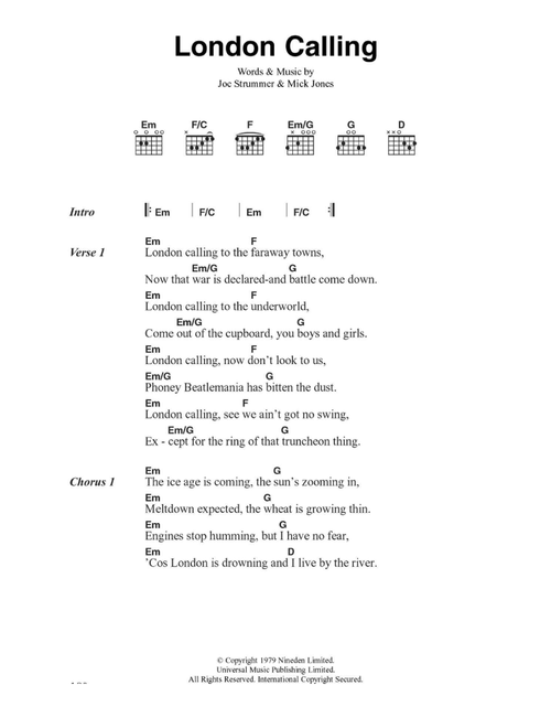 London Calling - The Clash (Guitar Chords-Lyrics)