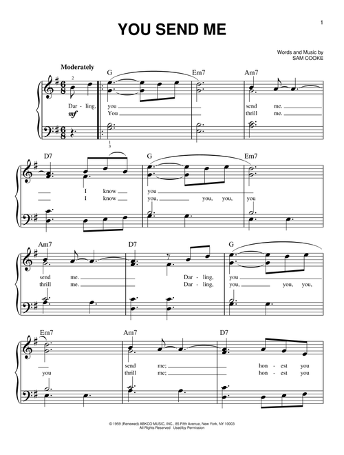 You Send Me - Sam Cooke (Very Easy Piano)