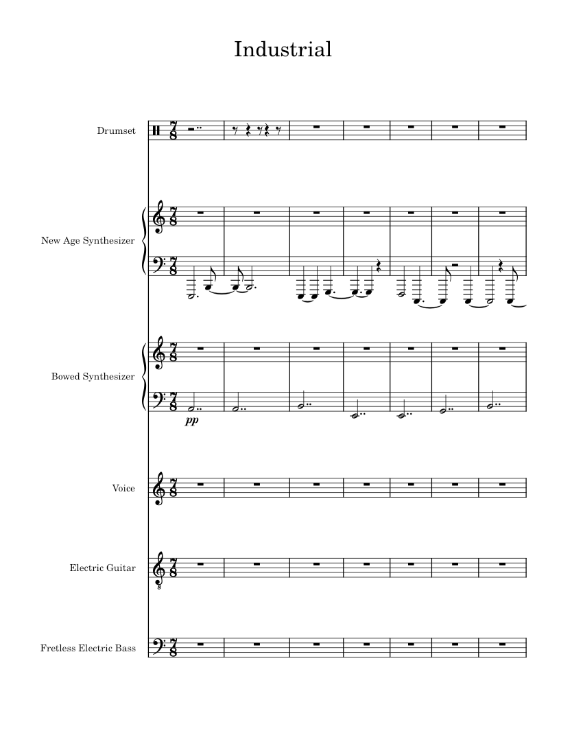 Industrial Sheet music for Vocals, Guitar, Bass guitar, Drum group