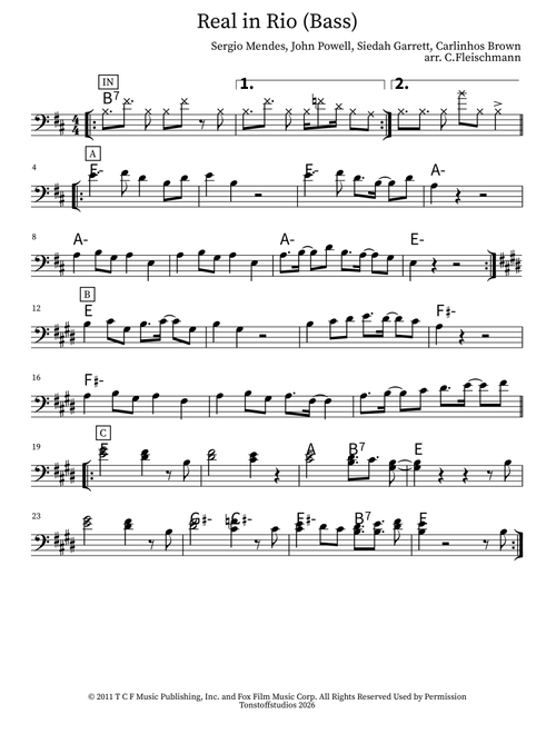 Real In Rio (Arr. Christoph Fleischmann) - The Rio Singers (Lead Sheet - Fake Book)