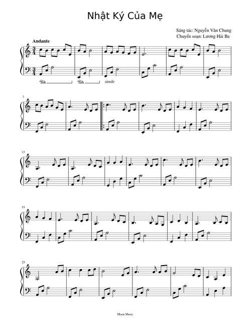 Nhật Ký Của Mẹ - Mom's Diary - Piano Sheet