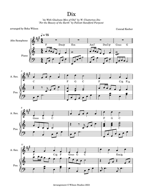 For the Beauty of the Earth--alto sax solo (Arr. Beka Wilson) - Conrad Kocher (Alto Sax and Piano)