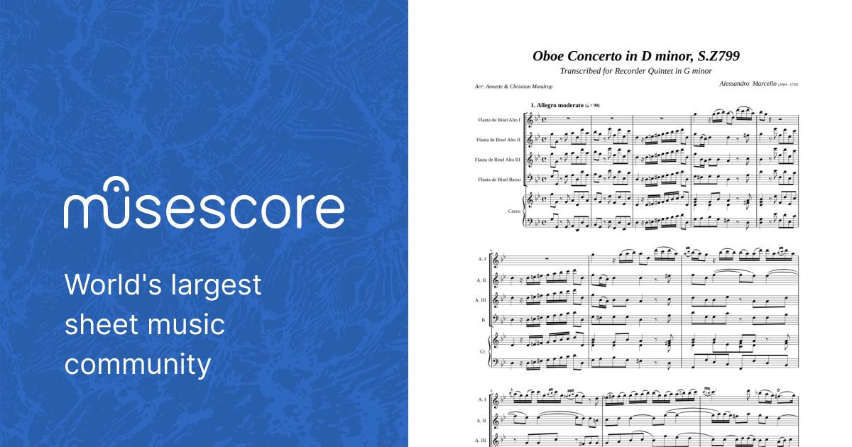 Concerto Oboe in D minor (four recorders) – Alessandro