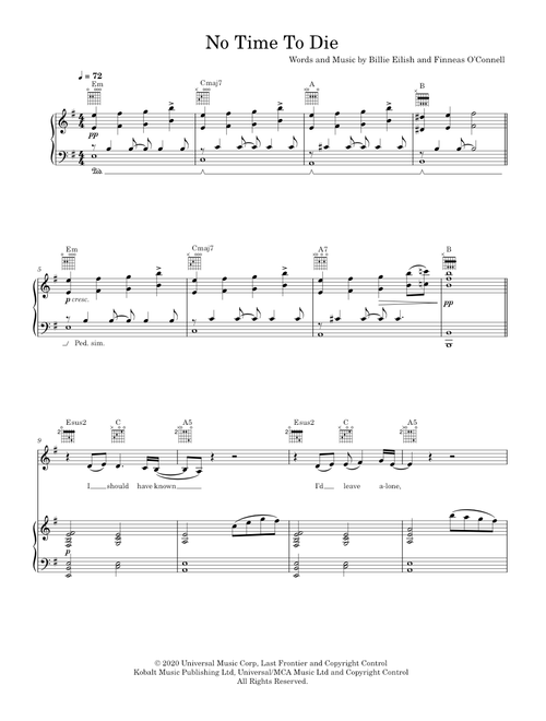 No Time To Die - Billie Eilish (Piano-Voice-Guitar)