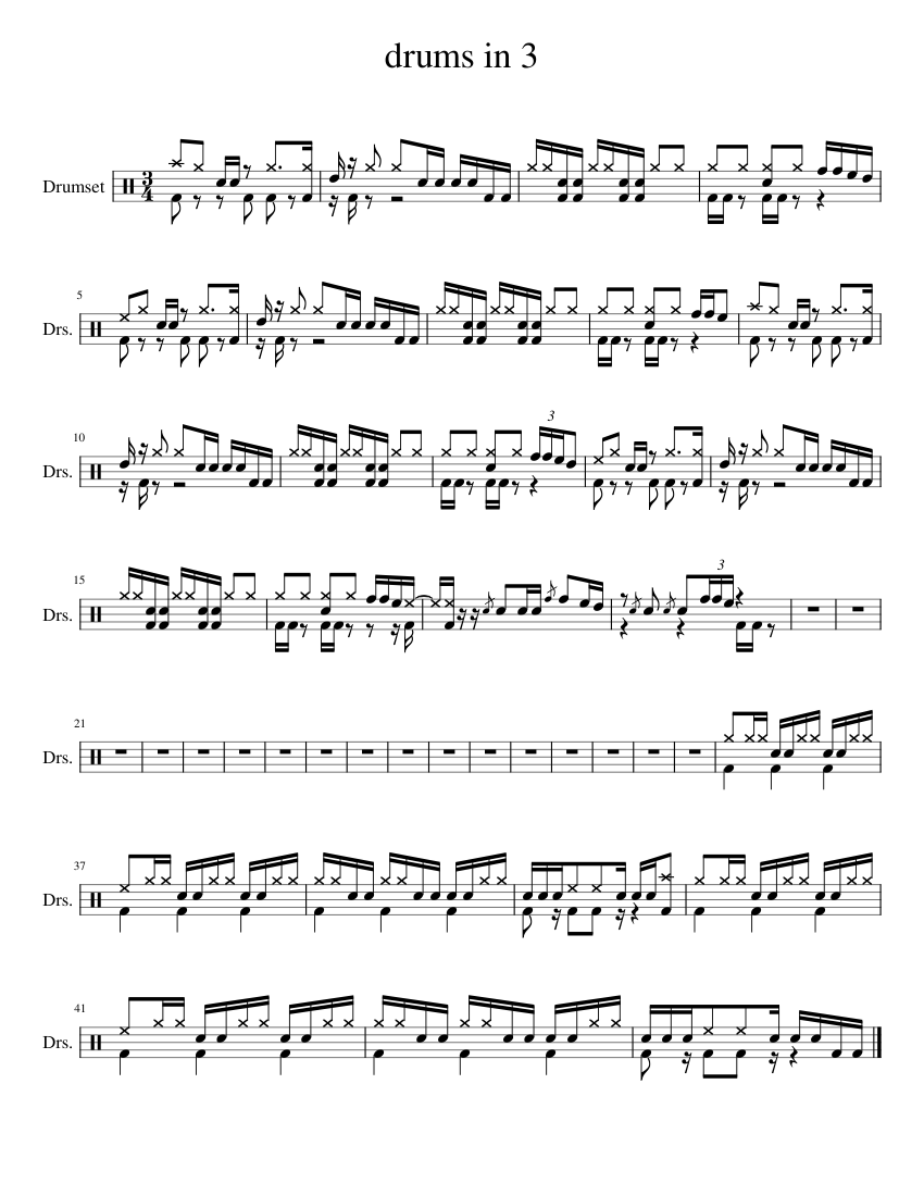 drums in 3 Sheet music for Drum group (Solo) | Musescore.com