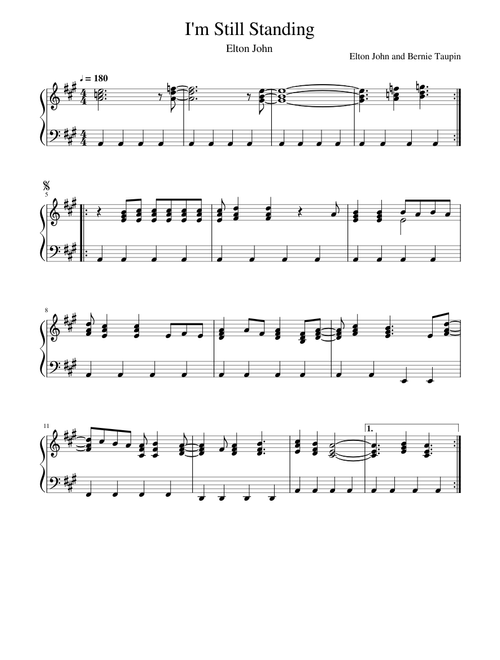 Elton John - I'm Still Standing - Piano Sheet Music