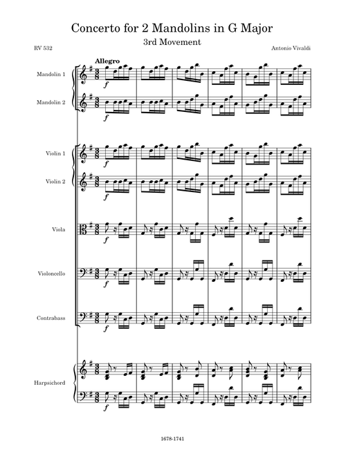 Concerto for 2 Mandolins in G Major, RV 532, 3rd Movement (Allegro) – Antonio Vivaldi