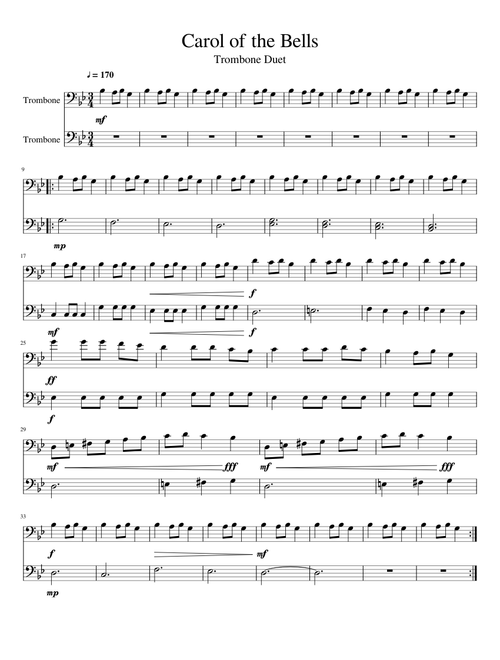 Carol of the Bells - Trombone Duet