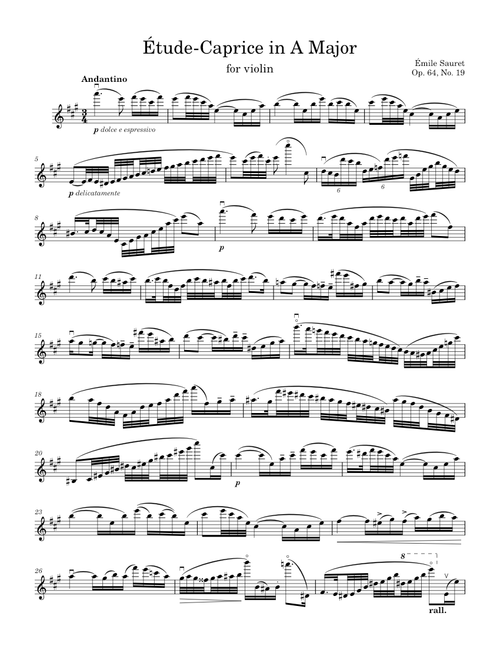 Étude-Caprice in A Major - É. Sauret, Op. 64, No. 19