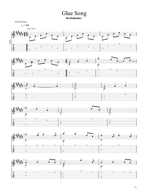 Glue Song (Arr. Maxwell Morrison) - Beabadobee (Easy Guitar with TAB)