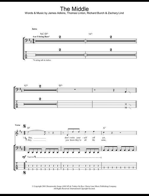 The Middle - Jimmy Eat World (Bass Tab)