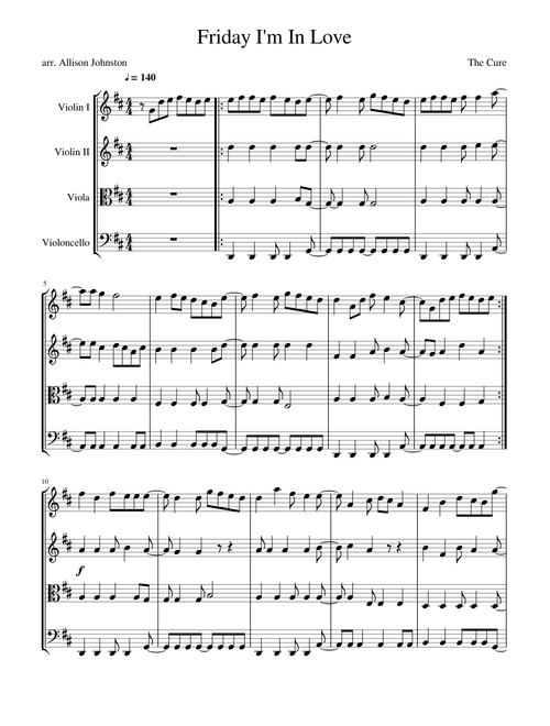 Friday I'm in Love - The Cure for String Quartet
