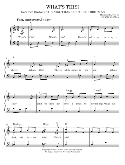 What's This? (from The Nightmare Before Christmas) - Danny Elfman, The Nightmare Before Christmas Mo (Easy Piano)