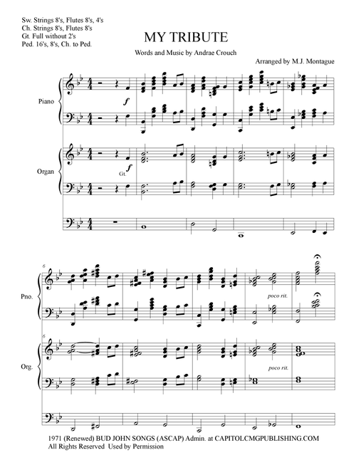 My Tribute (Arr. M.J. Montague) - Andrae Crouch (Organ and Piano)