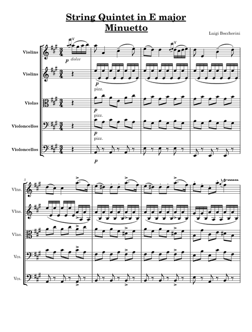 String Quintet in E Major, Op.11 No.5 G275, Minuetto – Luigi Boccherini