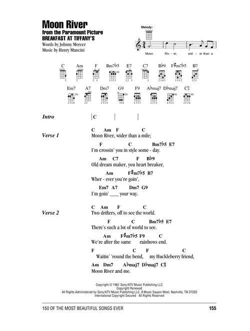 Moon River - Henry Mancini, Andy Williams, Johnny Mercer (Ukulele Chords-Lyrics)