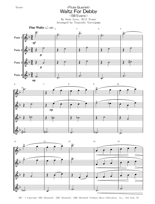 Waltz For Debby (Arr. Tsuyoshi Yoroiguma) - Bill Evans (Woodwind Ensemble)