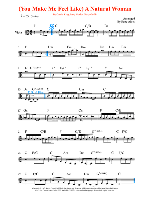 (You Make Me Feel Like) A Natural Woman (Arr. Rene Alves) - Aretha Franklin (Viola Solo)