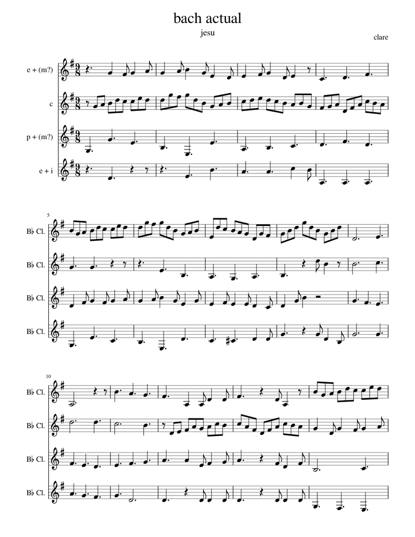 jesu, joy of man's desiring quartet Sheet music for