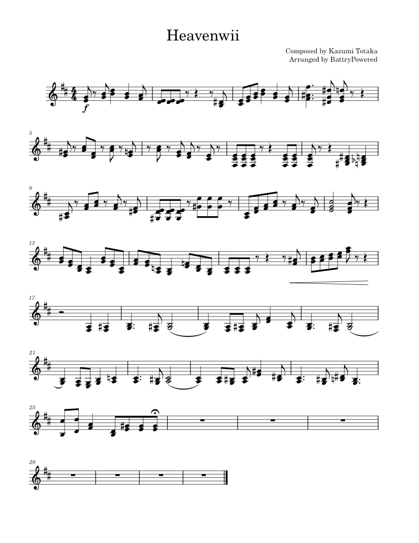 Mii Channel Theme – Kazumi Totaka Sheet music for Harp (Solo ...