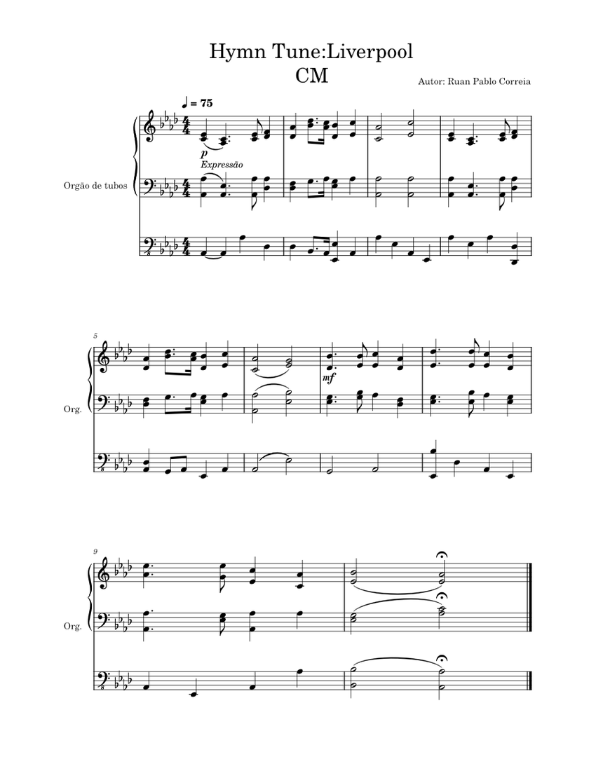 Hymn tune liverpool common metric sheet music for organ church choir