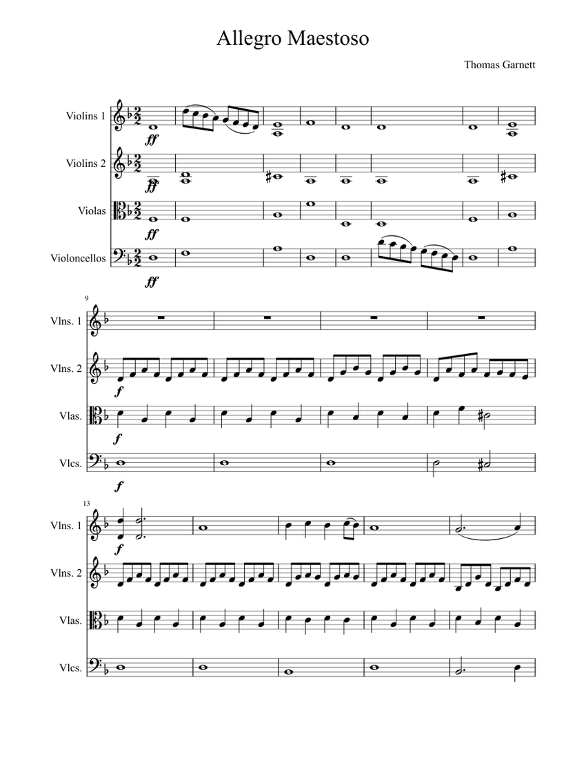 Allegro Maestoso for string quartet piano tutorial