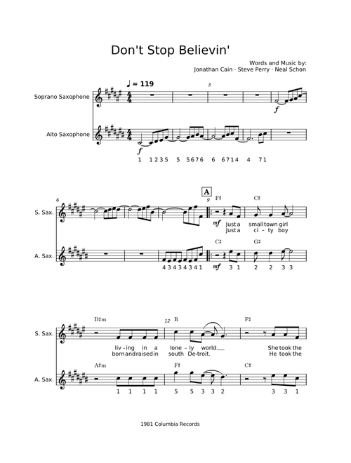 Don't Stop Believin' – Journey (Sax Duet)